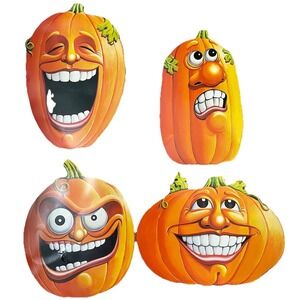 Vintage 1997 BEISTLE Die Cut Jack O Lantern Wall Cut Outs Pumpkin Faces Die Cut